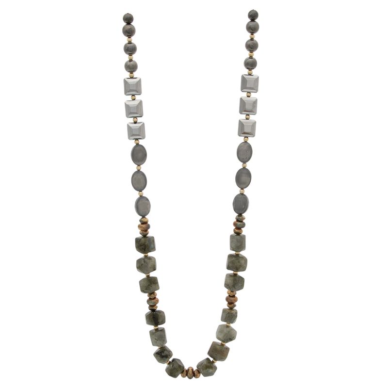 Genuine Labradorite Chunky Beaded Statement Fashion Necklace 17$